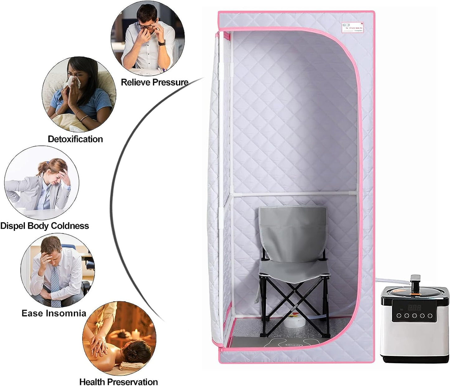 "Portable Full Size Steam Sauna Tent with 1,000W Generator, Remote Control & Timer"