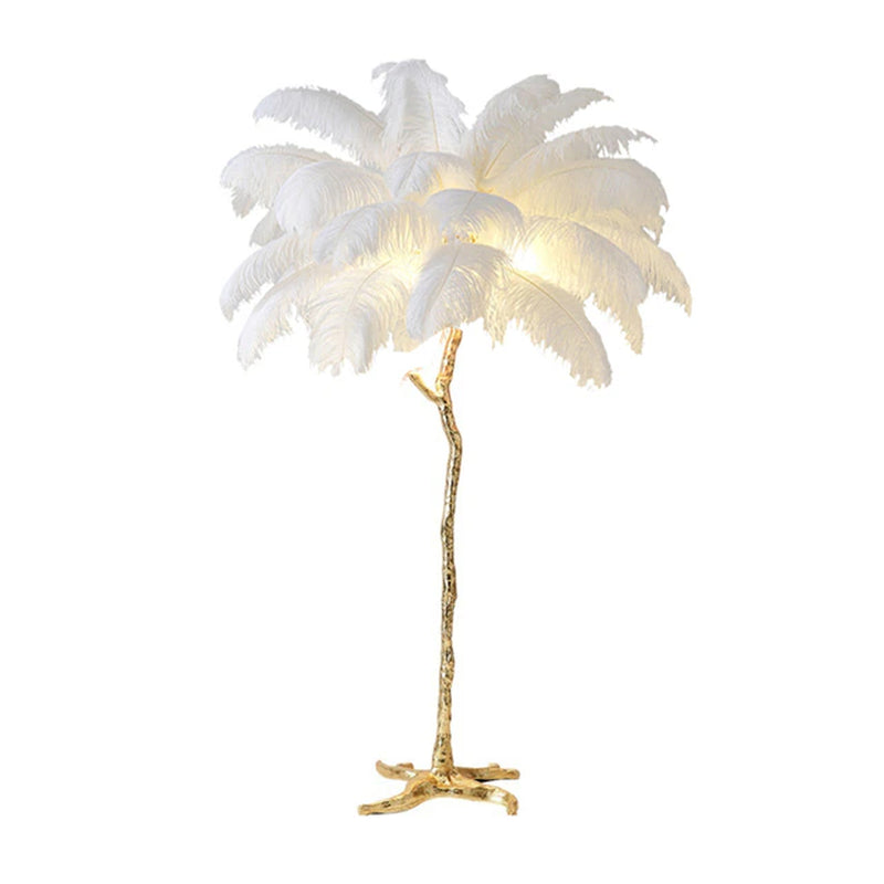 Modern Luxury Ostrich Floor Lamp Feather Resin LED Floor Light Romantic Princess Bedroom Corner Standing Indoor Lighting