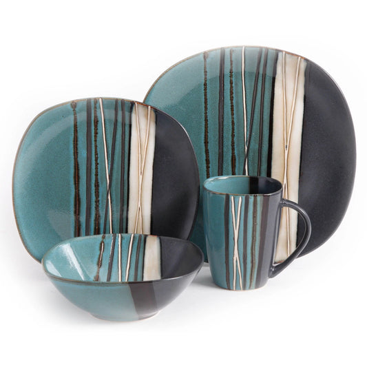 "Chic Teal 16-Piece Dinnerware Set"