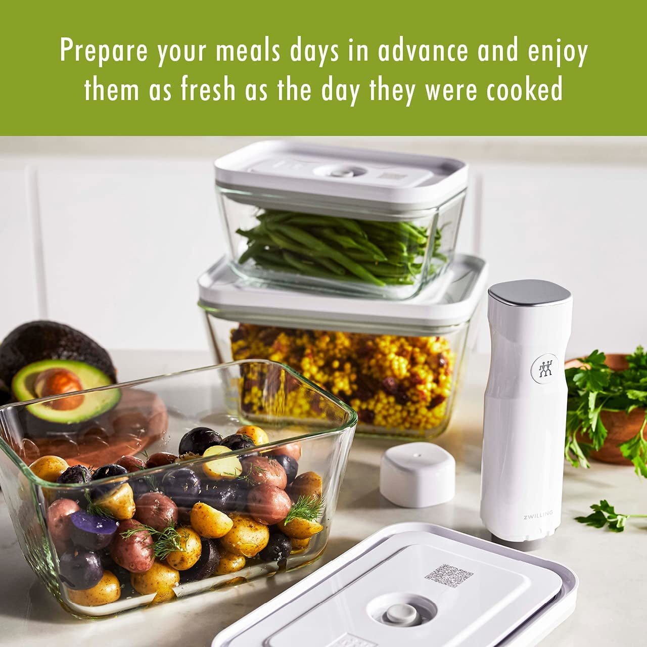 Fresh & save 2-Pc Large Glass Airtight Food Storage Container, Meal Prep Container