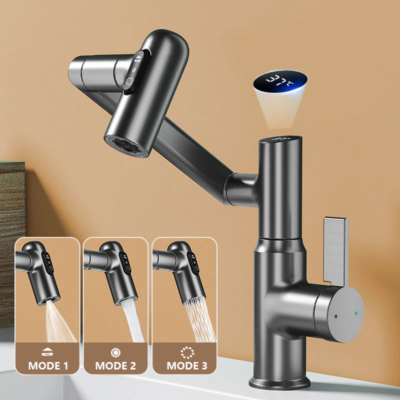 LED Basin Faucet with 360° Rotation and Multi-Function Stream Sprayer for Bathroom Sink