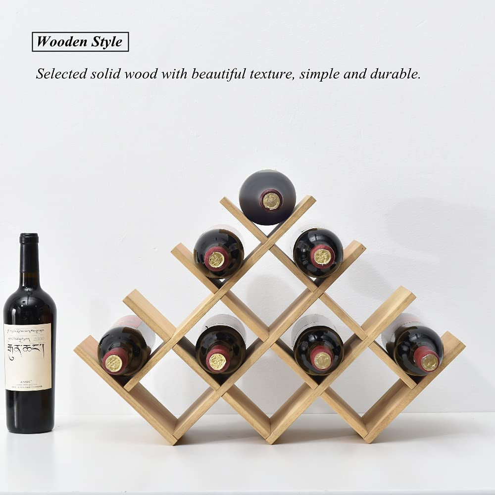 "Rustic 4-Tier Wooden Wine Rack - Stylish Free Standing & Countertop Storage Shelf for 13 Bottles - Glass Holder/Cabinet Organizer"